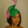 'Barbara' Emerald Green & Fuchsia Percher Hat.