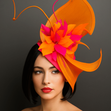 Tropique Fleur Fascinator - Fuchsia & Orange