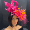 'Ambrielle' Fuchsia Pink & Orange Derby Hat