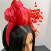 Zorana Red - Silk Abaca Knotted Headband in Red,h