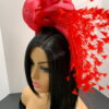 Zorana Red - Silk Abaca Knotted Headband in Red,h