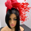 Zorana Red - Silk Abaca Knotted Headband in Red,h