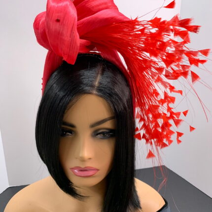 Zorana Red - Silk Abaca Knotted Headband in Red,h