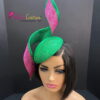 'Barbara' Emerald Green & Fuchsia Percher Hat.