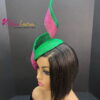 'Barbara' Emerald Green & Fuchsia Percher Hat.