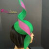 'Barbara' Emerald Green & Fuchsia Percher Hat.
