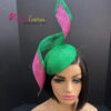 'Barbara' Emerald Green & Fuchsia Percher Hat.