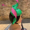 'Barbara' Emerald Green & Fuchsia Percher Hat.