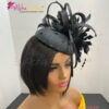 'Diana' Black Derby Pillbox Hat.