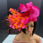 'Ambrielle' Fuchsia Pink & Orange Derby Hat