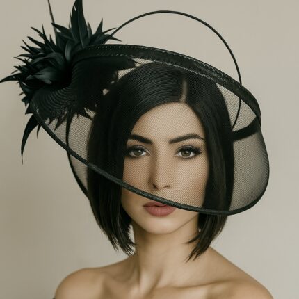 "Lunga" Black Midnight Whispers Fascinator /Halo Fascinator.