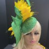 "Annika" Green & Yellow Feathered Fascinator.