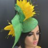 "Annika" Green & Yellow Feathered Fascinator.