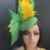"Annika" Green & Yellow Feathered Fascinator.