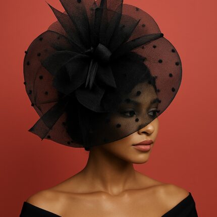 "Adobea" Black Kentucky Derby Fascinator. Funeral Fascinator.