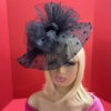 "Adobea" Black Kentucky Derby Fascinator. Funeral Fascinator.
