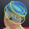 "Akoele" Blue & Lemon Green Fascinator.  Church Fascinator.  Tea Party Hat.
