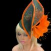 "Tracie" Green and Orange Fascinator.
