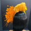 Orange Feather Fascinator: Silk Abaca Knot Headband, Derby Hat - Zoranda