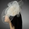 Ivory Bridal Fascinator: Vintage Lace, Pearls & Birdcage Veil - Amaris