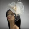 Ivory Bridal Fascinator: Vintage Lace, Pearls & Birdcage Veil - Amaris