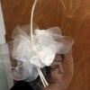 Ivory Bridal Fascinator: Vintage Lace, Pearls & Birdcage Veil - Amaris