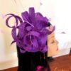 Purple Sinamay Fascinator: Looped Quills & Diamantés - Races, Wedding Headpiece.