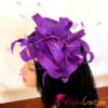Purple Sinamay Fascinator: Looped Quills & Diamantés - Races, Wedding Headpiece.