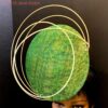 Aurora Orbit - Green Sinamay Percher Hat with Gold Wire Accents, Wedding Fascinator