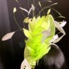 Adinkra Flame Mint. Green Feather Fascinator. Pearl & Crystal Derby Hat