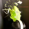 Adinkra Flame Mint. Green Feather Fascinator. Pearl & Crystal Derby Hat