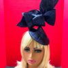 Davina - Navy & Silver Sculptural Bow Fascinator. Couture Sinamay Hat.