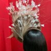 Tamara - Copper Halo Crown Fascinator: Ivory Feather Headpiece for Weddings