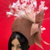 Tamara - Copper Halo Crown Fascinator: Ivory Feather Headpiece for Weddings