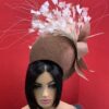Tamara - Copper Halo Crown Fascinator: Ivory Feather Headpiece for Weddings