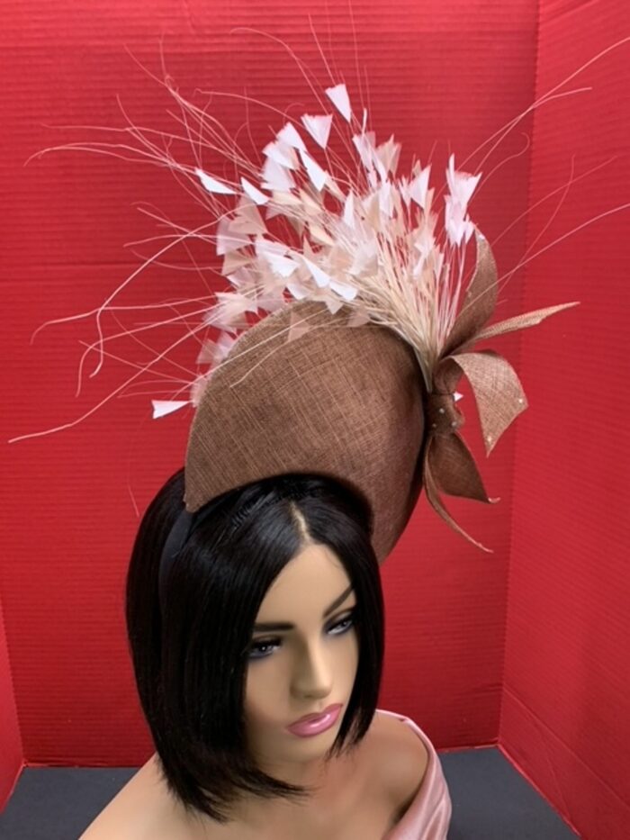 Tamara - Copper Halo Crown Fascinator: Ivory Feather Headpiece for Weddings