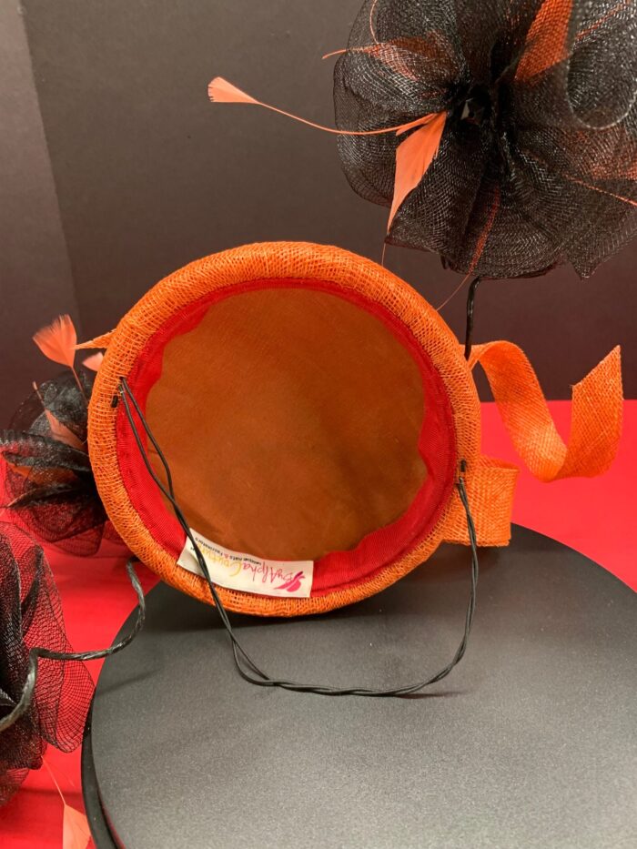 Zawadi - Burnt Orange Sculptural Fascinator: Race Day Derby Hat.