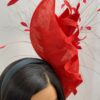 Adinkra Flame Red Sculpted Fascinator: Feathered Statement Hat for Weddings