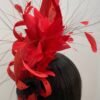 Adinkra Flame Red Sculpted Fascinator: Feathered Statement Hat for Weddings