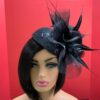 Noire Envy - Black Guipure Lace Fascinator: Sequined Feather Wedding Hat