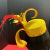 Ayanda - Yellow & Red Pillbox Hat: Kentucky Derby Royal Ascot Fascinator