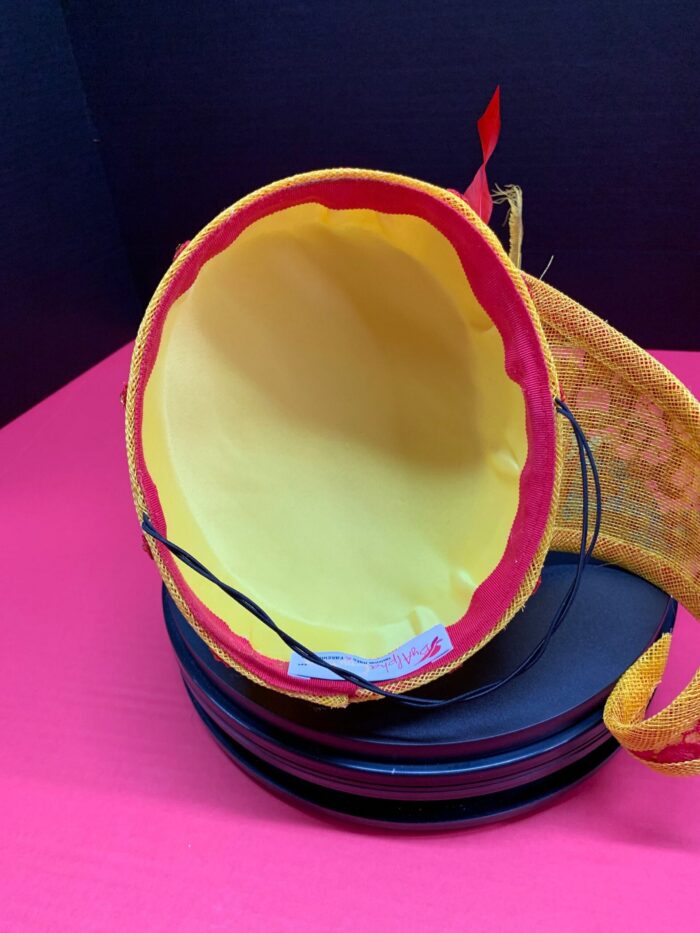 Ayanda - Yellow & Red Pillbox Hat: Kentucky Derby Royal Ascot Fascinator
