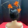 Lorraine - Orange Abaca Silk Fascinator: Kentucky Derby Headpiece