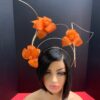 Lorraine - Orange Abaca Silk Fascinator: Kentucky Derby Headpiece