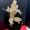 Ariyike - Gold Fascinator with Pearls & Crystal Sprays. Handmade Church Wedding Headpiece.