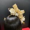 Ariyike - Gold Fascinator with Pearls & Crystal Sprays. Handmade Church Wedding Headpiece.