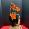 Lorraine - Orange Abaca Silk Fascinator: Kentucky Derby Headpiece