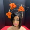 Lorraine - Orange Abaca Silk Fascinator: Kentucky Derby Headpiece