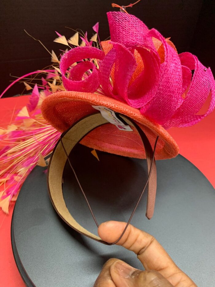 il_fullxfull.3854569138_2xgw.jpg Kate - Peach & Pink Fascinator. Handmade Wedding Headpiece.