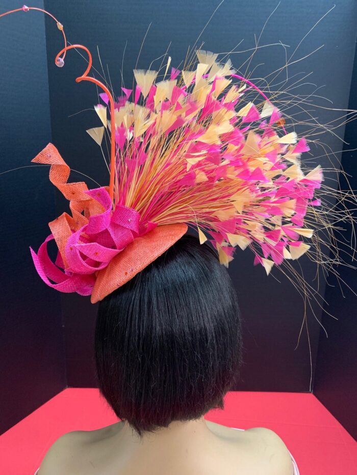 il_fullxfull.3854569522_l7vu.jpg Kate - Peach & Pink Fascinator. Handmade Wedding Headpiece.